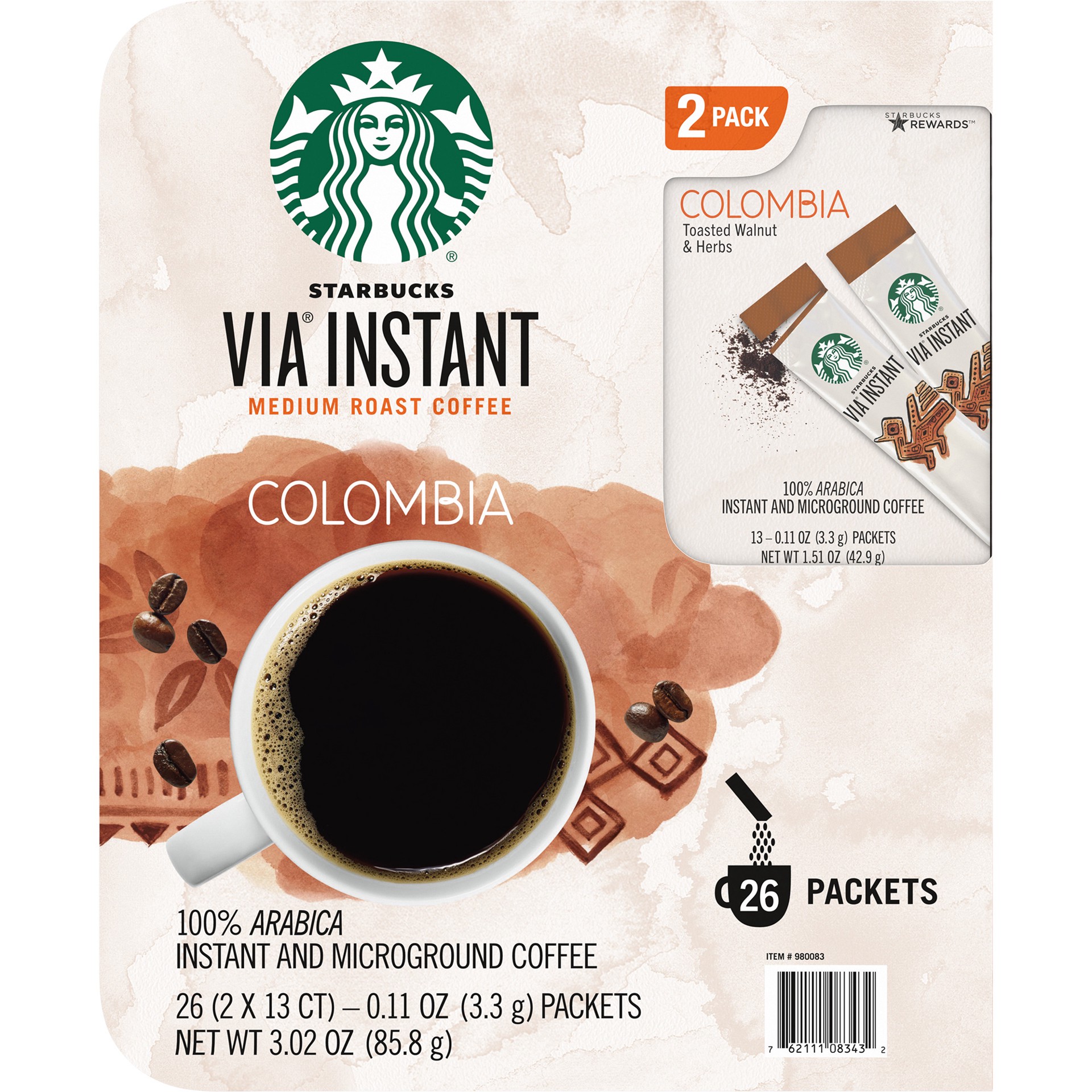 slide 1 of 1, Starbucks Via Instant Colombian Coffee, 