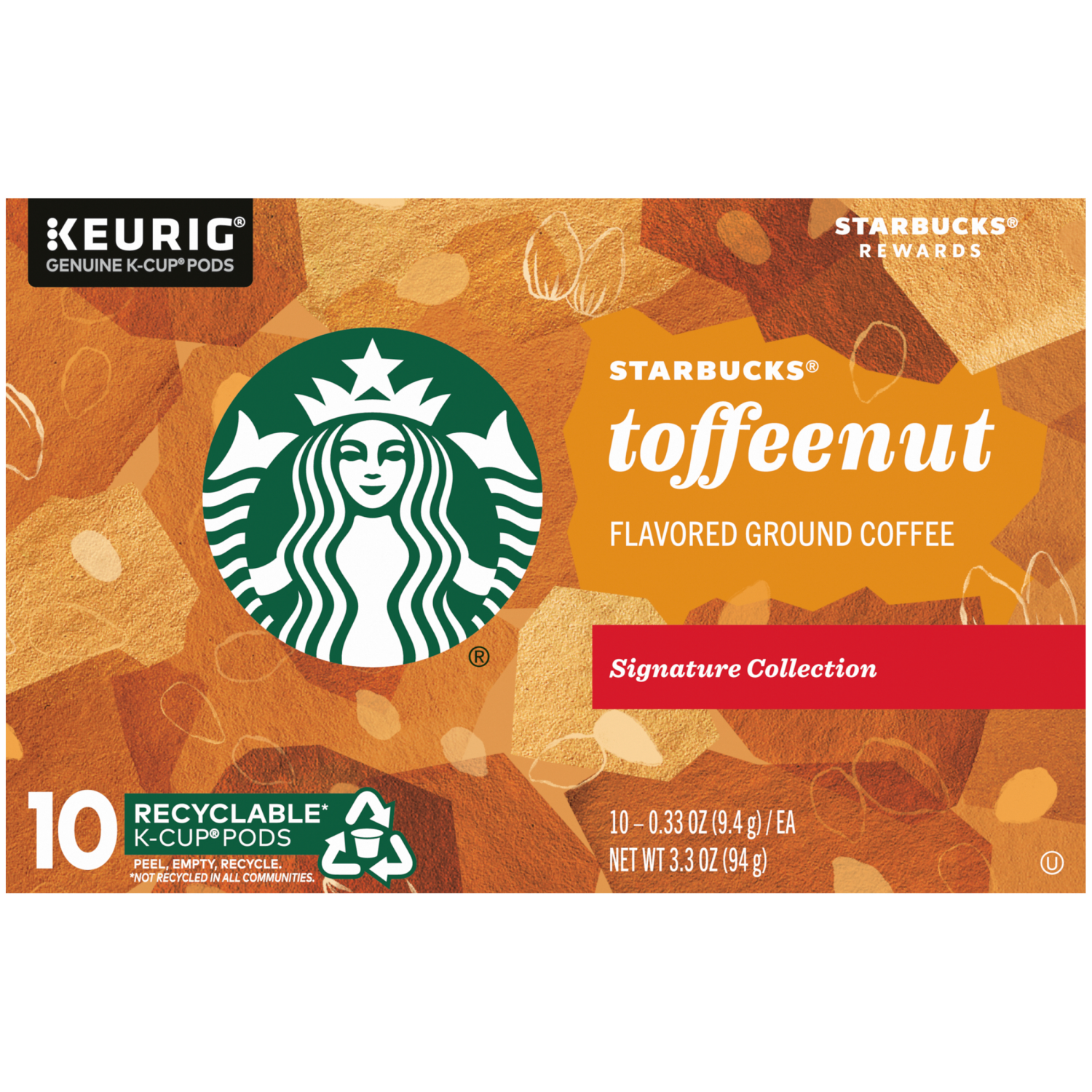 slide 1 of 2, Starbucks Toffeenut Flavored Medium Roast Single Serve Coffee for Keurig Brewers, 1 Box of 10 (10 Total K-Cup pods), 10 ct