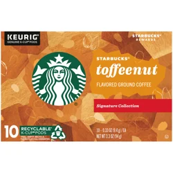 Starbucks Toffeenut Flavored Medium Roast Single Serve Coffee for Keurig Brewers, 1 Box of 10 (10 Total K-Cup pods)