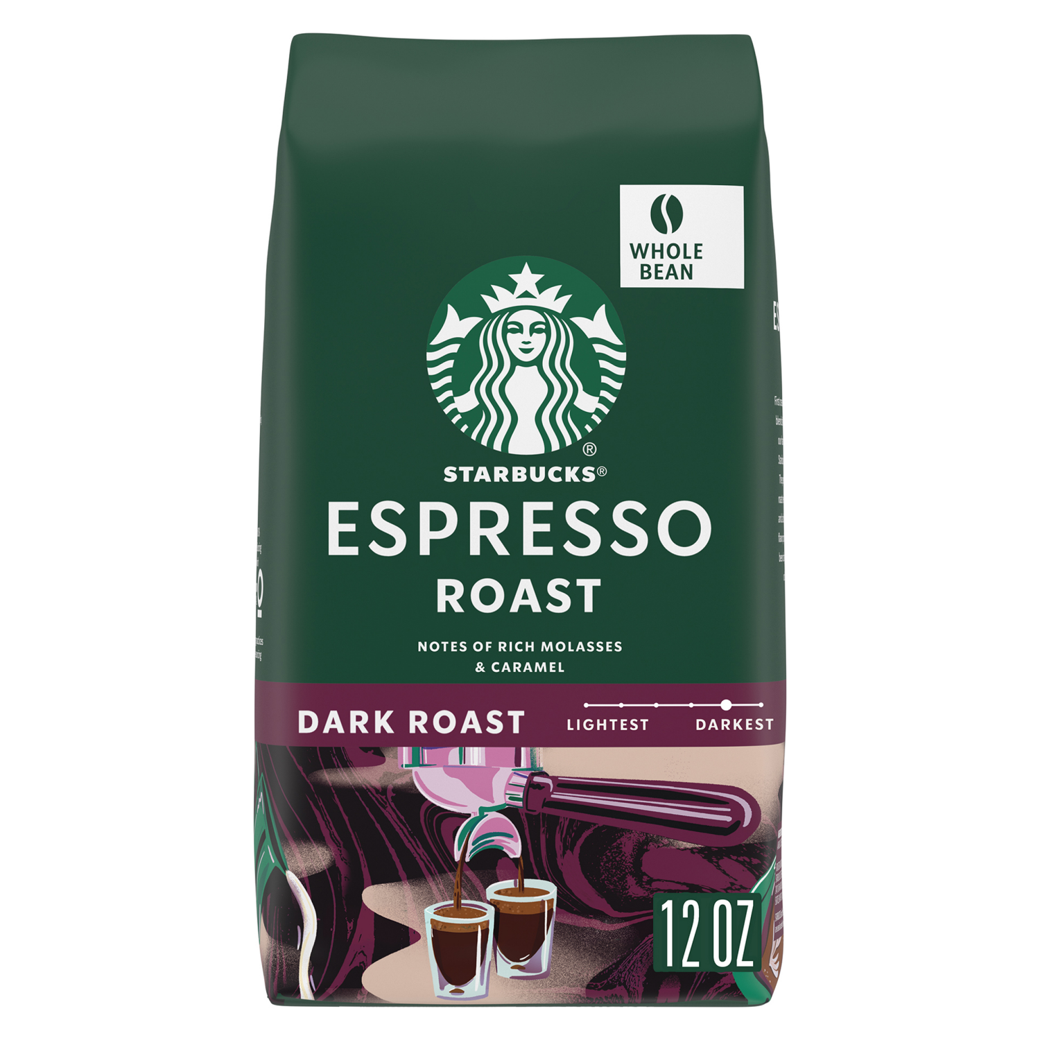 slide 1 of 7, Starbucks Whole Bean Dark Roast 100% Arabica Espresso Roast Coffee 12 oz, 12 oz