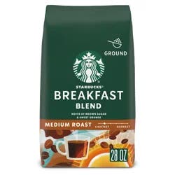 Starbucks Breakfast Blend Medium Roast Ground 100% Arabica Coffee 28 oz