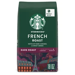 Starbucks Whole Coffee Beans, Dark Roast Hot or Iced Coffee, French Roast, 18 oz