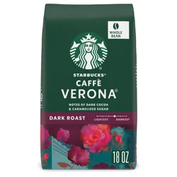 Starbucks Whole Coffee Beans, Dark Roast Hot or Iced Coffee, Caffè Verona, 18 oz