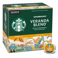 Starbucks Veranda Blend Blonde Roast K-Cup Coffee Pods - 44 ct