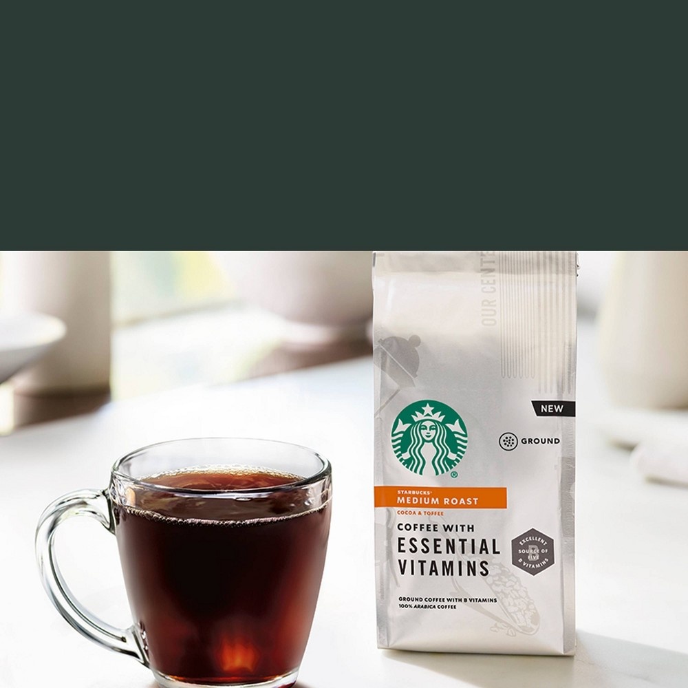 slide 3 of 4, Starbucks Medium Roast Ground Coffee with Essential B Vitamins — 1 bag (9 oz.), 9 oz