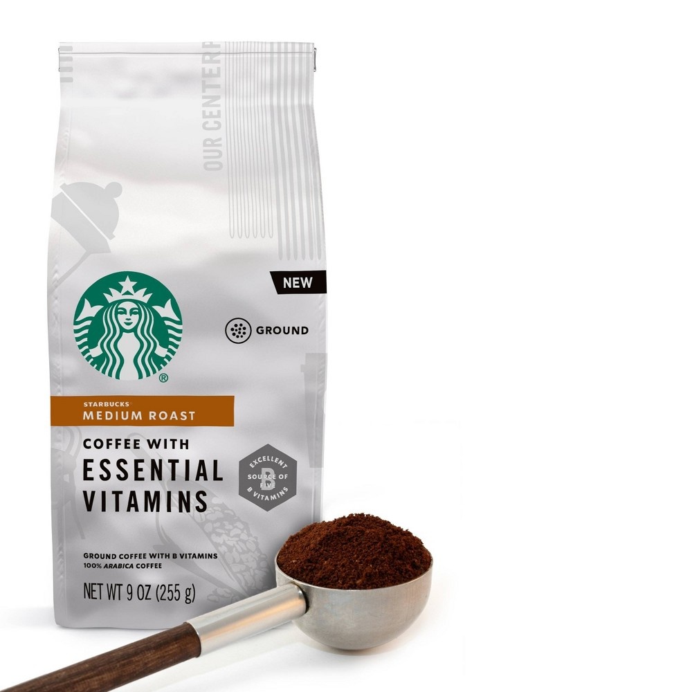 slide 2 of 4, Starbucks Medium Roast Ground Coffee with Essential B Vitamins — 1 bag (9 oz.), 9 oz