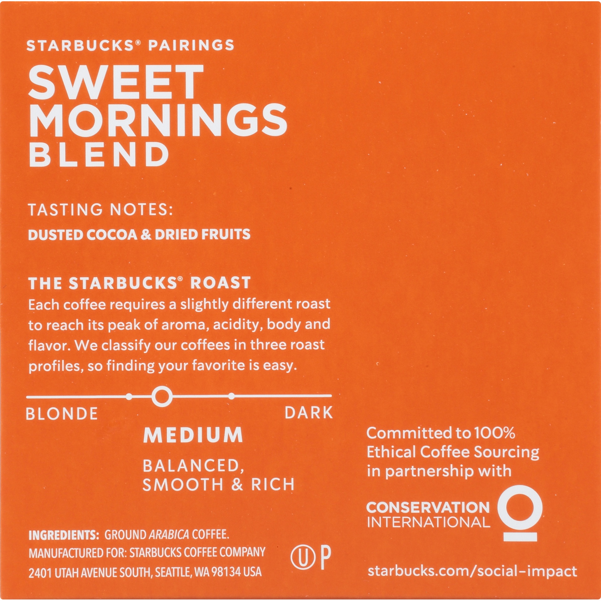 slide 3 of 7, Starbucks Sweet Mornings Blend Medium Roast Ground Coffee K-Cup Pods Ea. - 4.4 oz, 4.4 oz