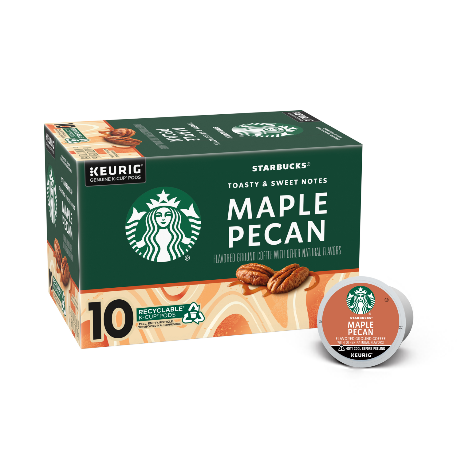 slide 1 of 5, Starbucks K-Cup Pods Ground Maple Pecan Coffee 10 - 0.37 oz Pods, 10 ct