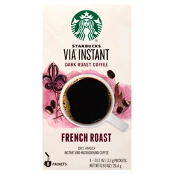 Starbucks Via Dark Roast Instant & Microground Italian Roast Coffee 8 - 0.11 oz Packets