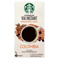 Starbucks Via Instant Colombia Medium Roast Instant Coffee Packets, 8 ct