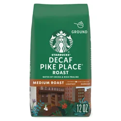 Starbucks Ground Medium Roast Decaf Pike Place Roast Coffee 12 oz