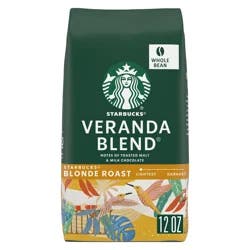 Starbucks Blonde Roast Whole Bean Coffee — Veranda Blend — 100% Arabica — 1 bag (12 oz.)