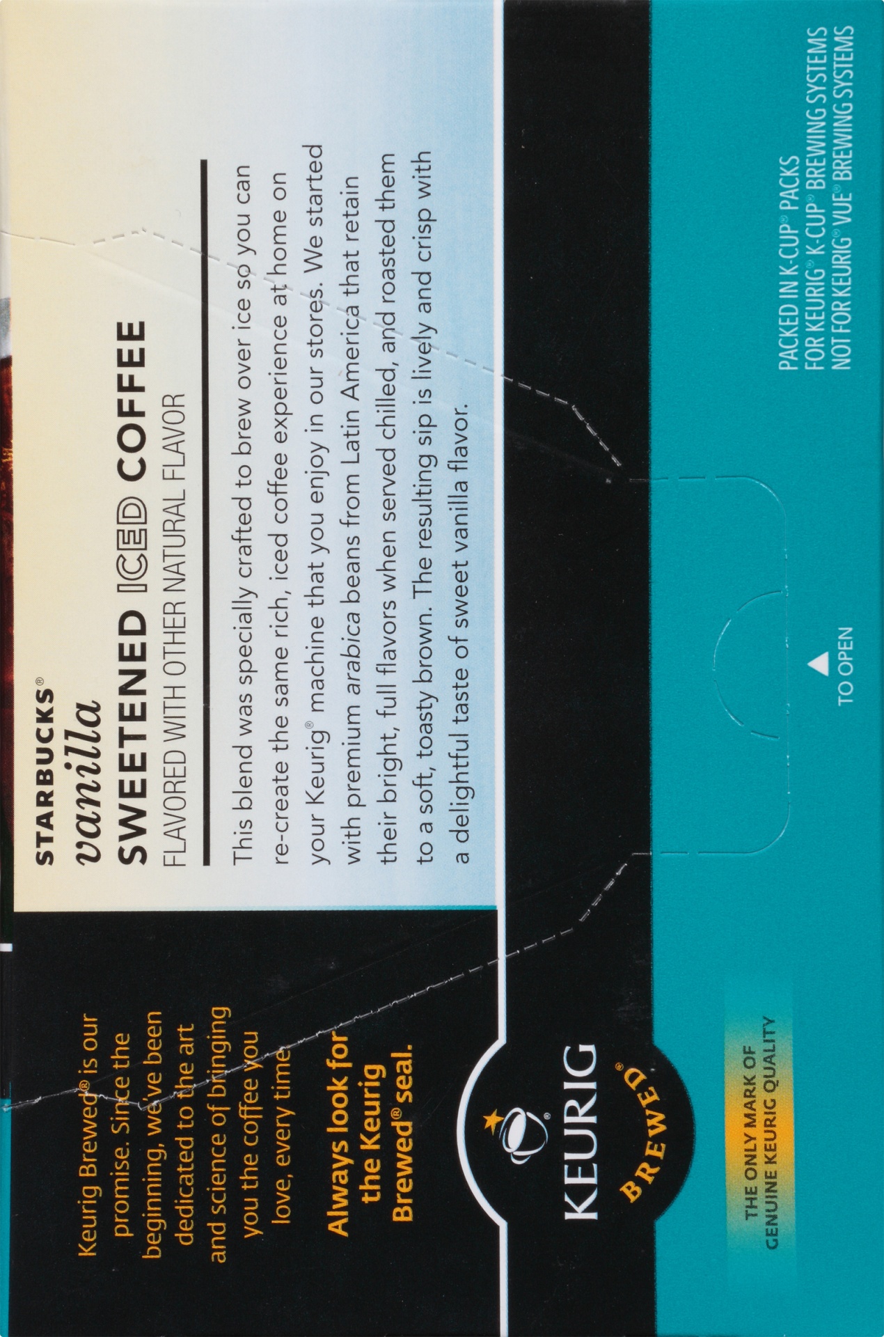 slide 8 of 8, Starbucks Vanilla Sweetened Iced Coffee K-Cups - 10 ct; 0.98 oz, 10 ct; 0.98 oz