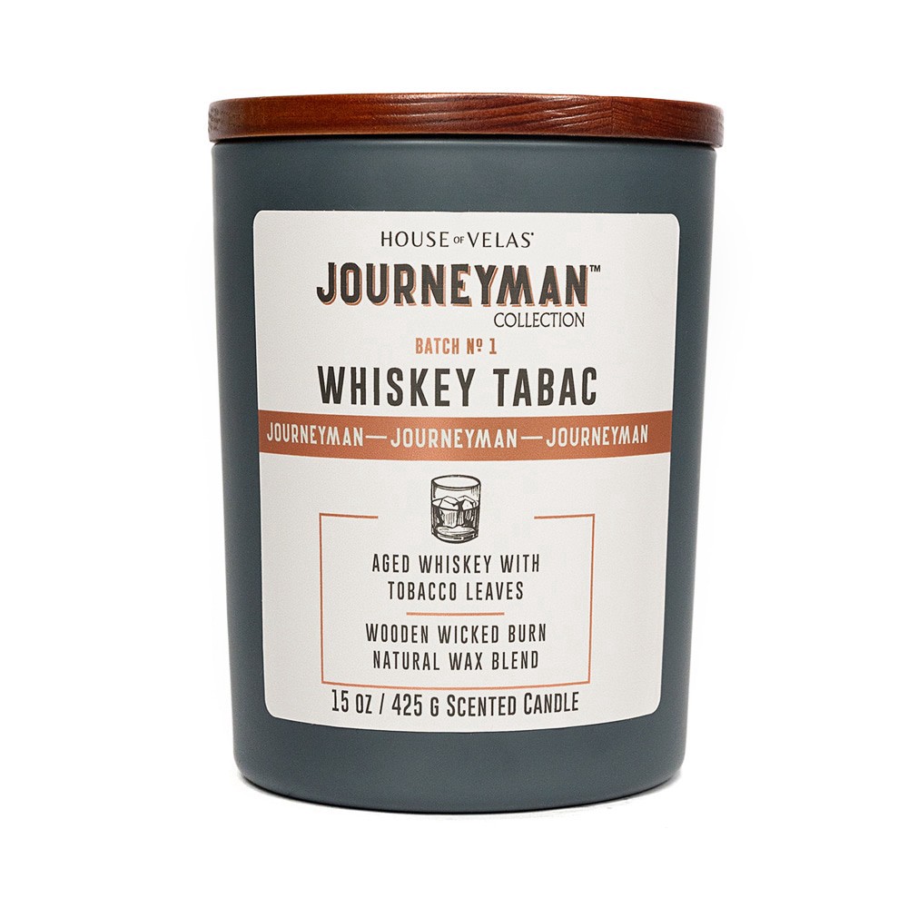 slide 2 of 2, House Of Velas Journeyman Collection Whiskey Tabac Scent Jar Candle, 15 oz