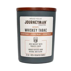 House of Velas Journeyman Collection Whiskey Tabac Scent Jar Candle, 15 oz