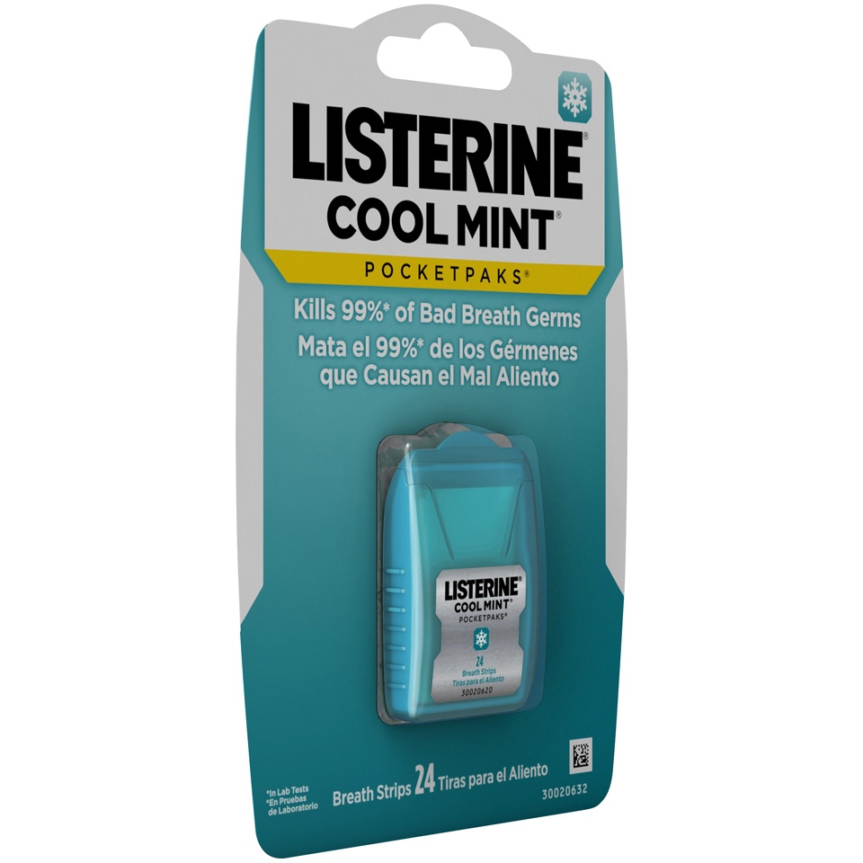 slide 3 of 6, Listerine Pocket Paks Cool Mint Strips, 24 ct