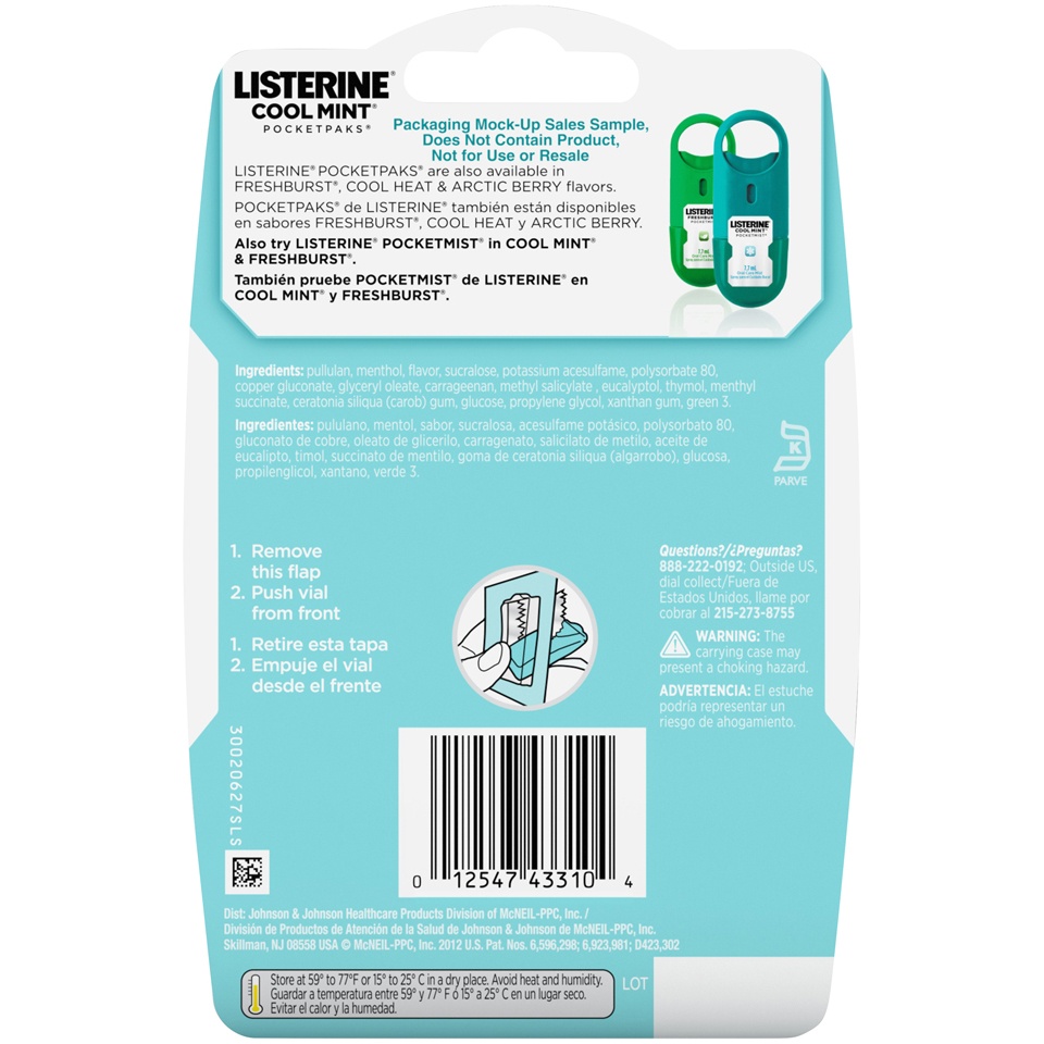 slide 4 of 6, Listerine Pocket Paks Cool Mint Strips, 24 ct