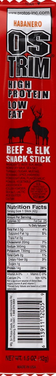 slide 3 of 3, OSTRIM Habanero Flavor Beef and Elk Snack Stick, 1.5 oz