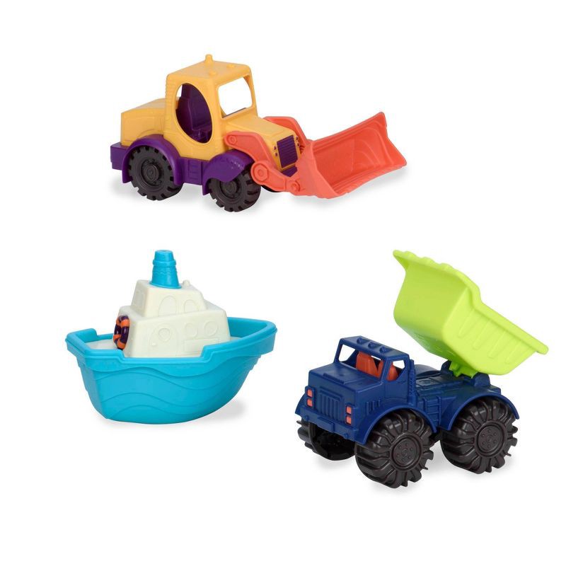 slide 1 of 4, B. toys 3 Toy Vehicles - Loaders & Floaters, 1 ct