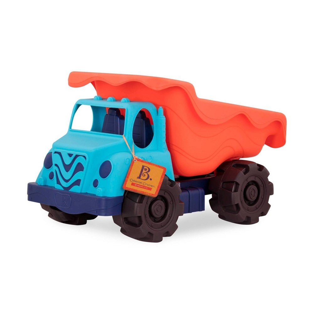 slide 4 of 4, B. toys Large Toy Dump Truck - Colossal Cruiser Red/Blue, 1 ct