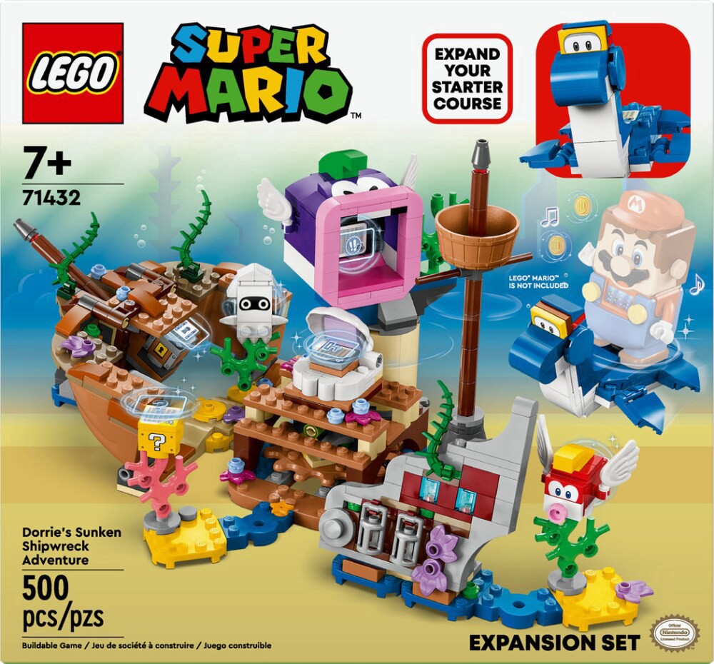 slide 5 of 6, 71432 Lego Super Mario Dorrie's Sunken Shipwreck Adventure Expansion Set, 500 ct
