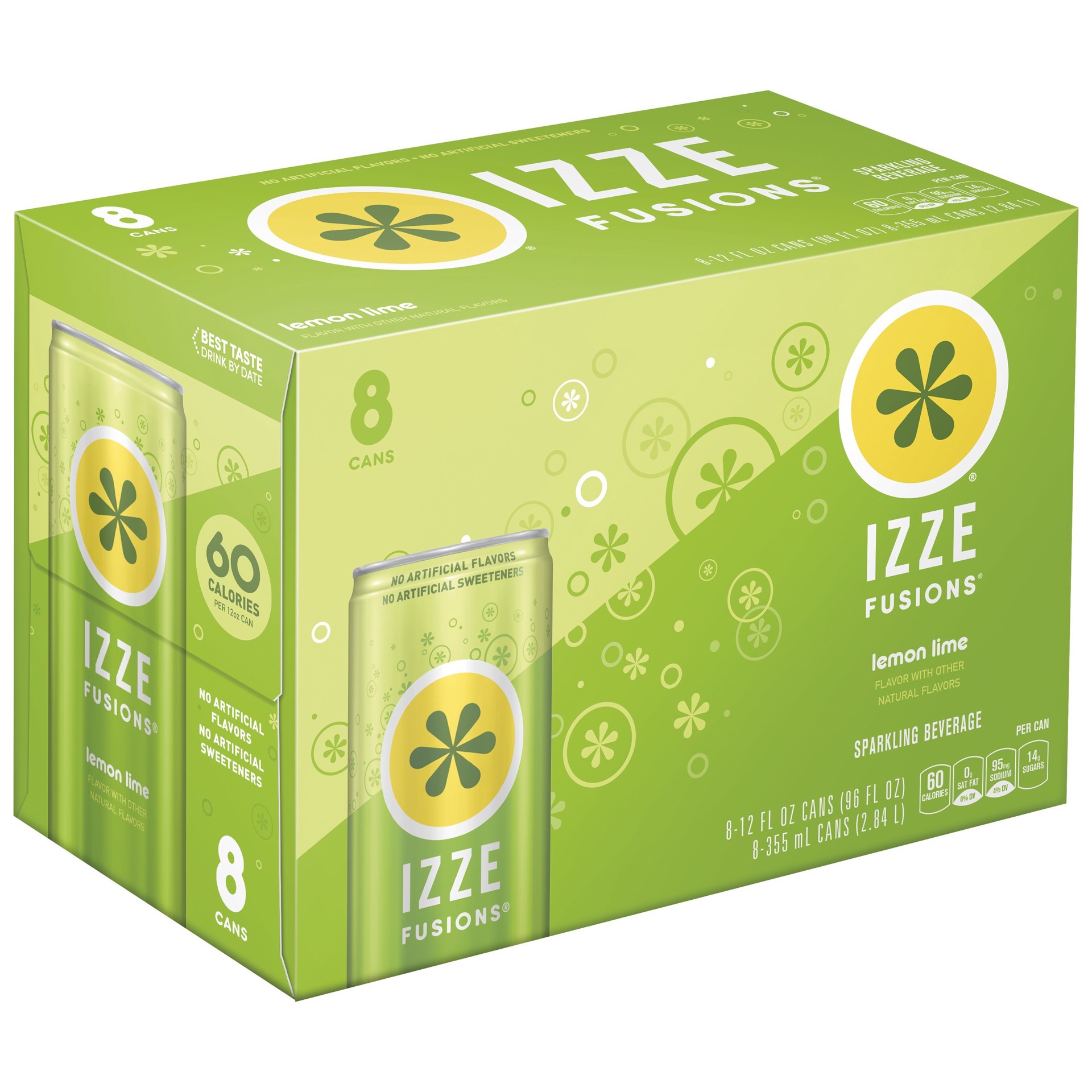 slide 1 of 4, Izze Fusions Lemon Lime, 8 ct; 12 fl oz