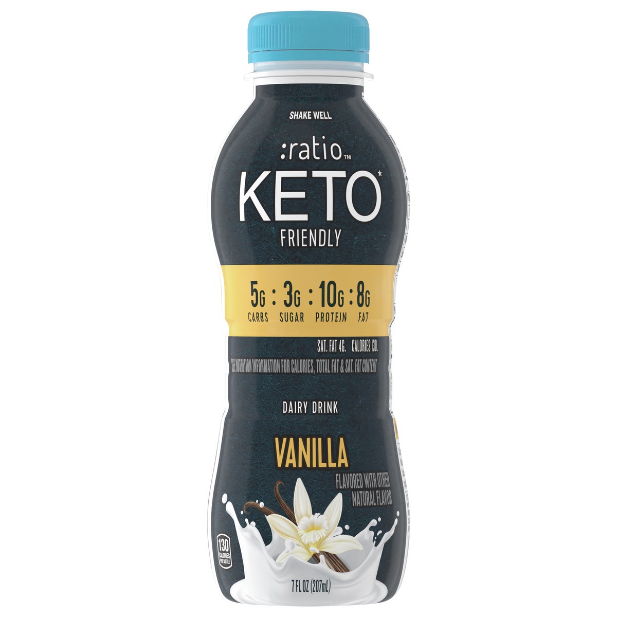 slide 1 of 13, :ratio Keto Friendly Vanilla Flavored Dairy Drink, 7 FL OZ, 7 oz