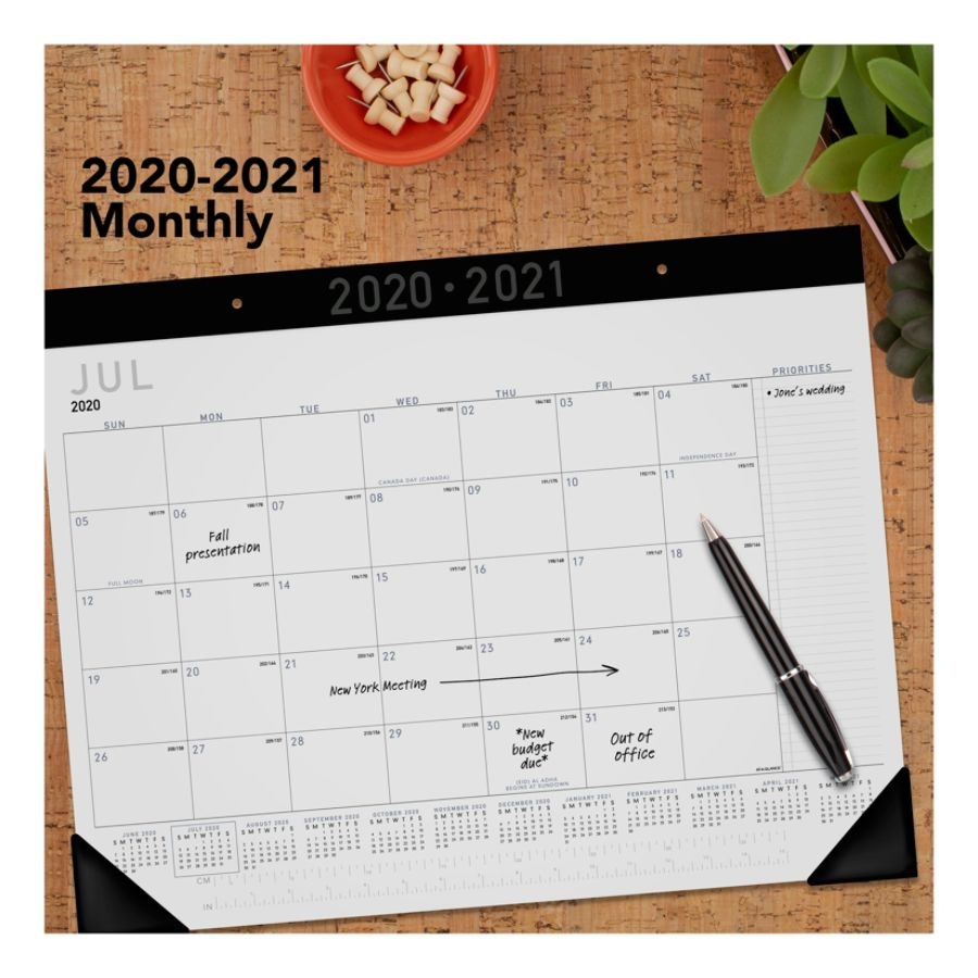 slide 3 of 5, At-A-Glance Contemporary Monthly Academic Desk Pad Calendar, 21-3/4'' X 17'', July 2020 To June 2021, Ay24X00, 1 ct