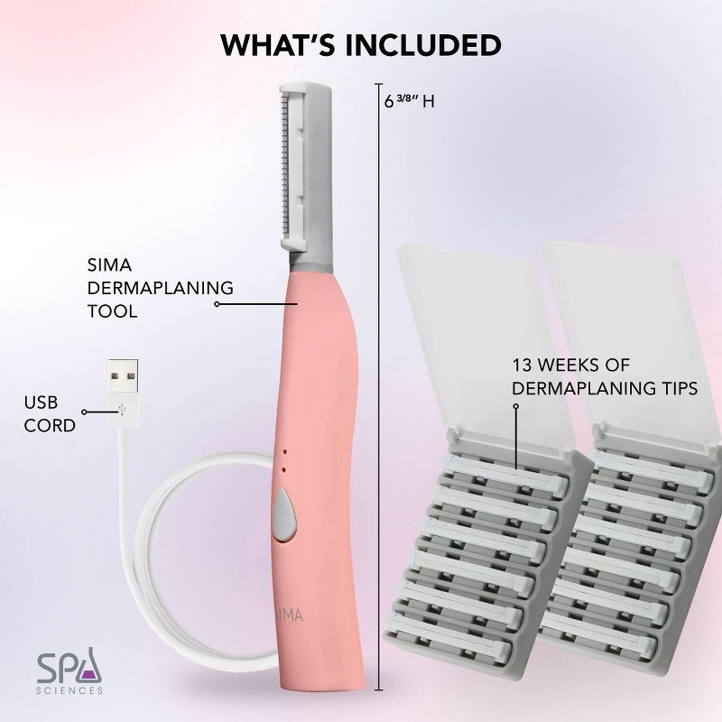 slide 9 of 12, Spa Sciences SIMA Deluxe Sonic Dermaplaning Tool for Exfoliation & Peach Fuzz Removal, 1 ct