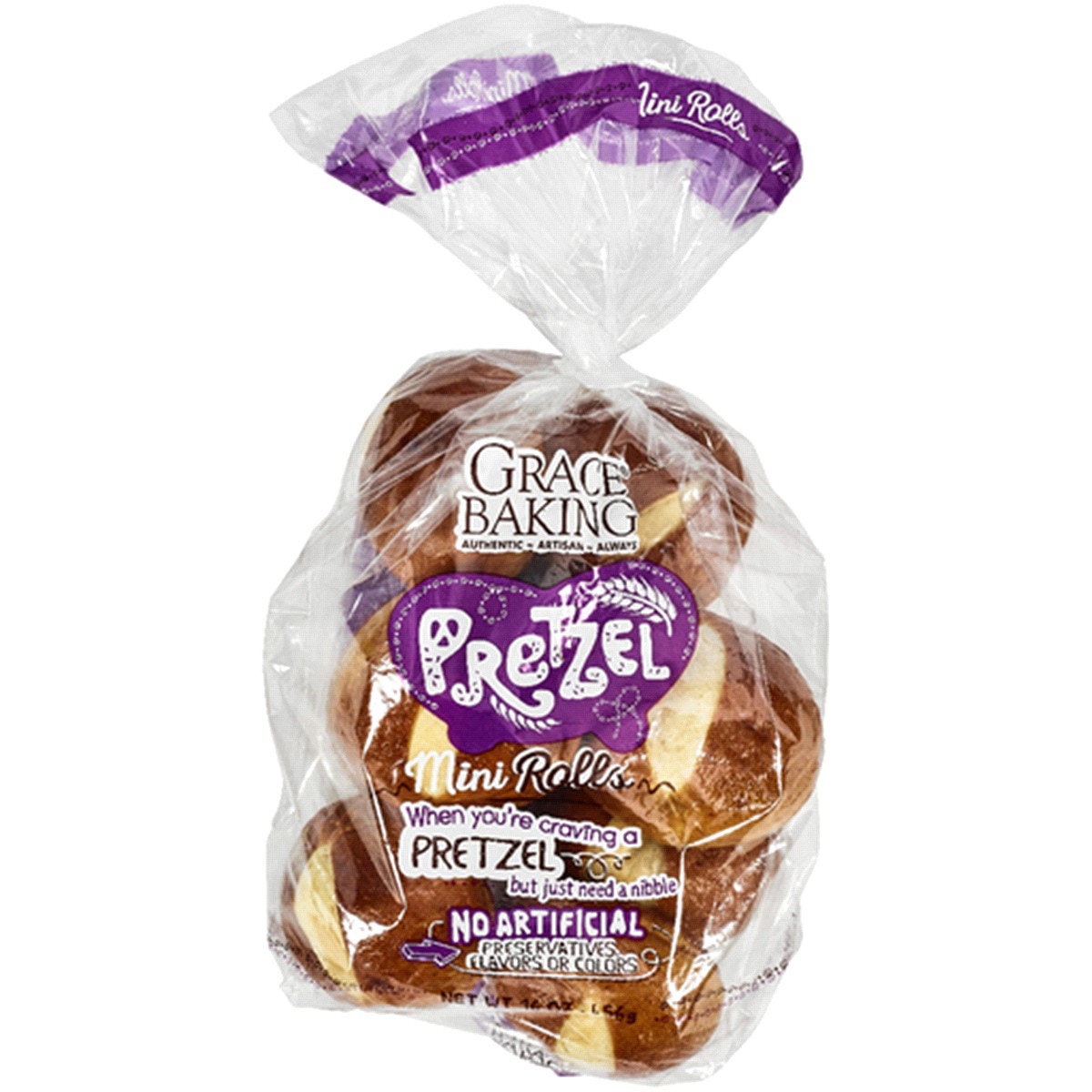 slide 1 of 1, Grace Roll Pretzel Buns, Dinner, 8 ct, 16 oz, 8 ct; 16 oz