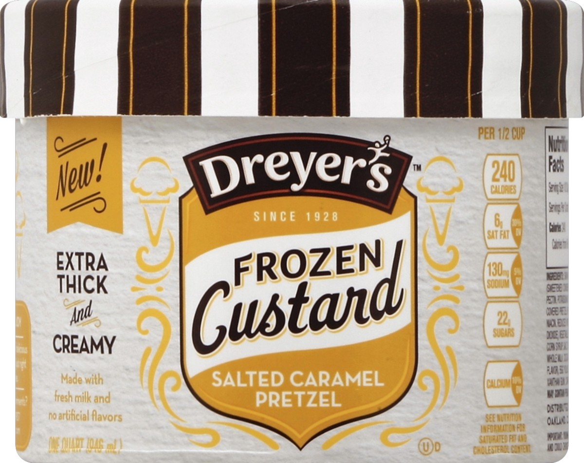 slide 2 of 3, Dreyer's Frozen Custard Salted Caramel Pretzel Tub, 1 qt