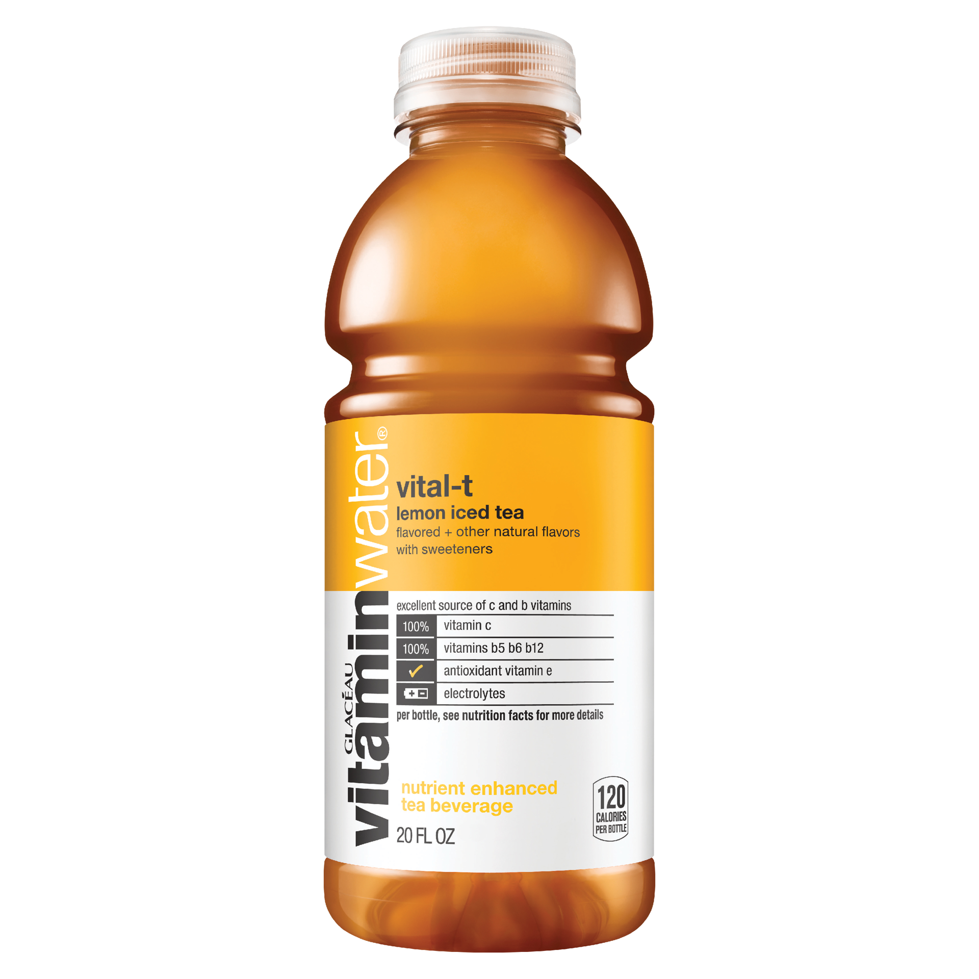 slide 1 of 4, Vitaminwater Vital T, Electrolyte Enhanced Water W/ Vitamins, Lemon-Iced Tea Drink, 20 Fl Oz, 20 fl oz