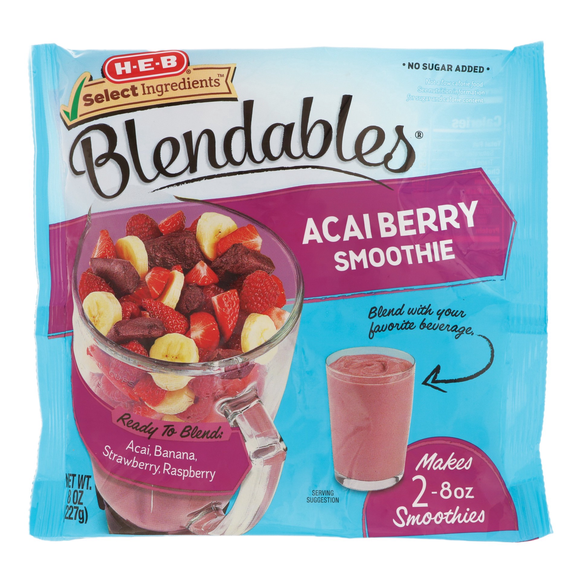 slide 1 of 1, H-E-B Select Ingredients Blendables Acai Berry Smoothie, 8 oz