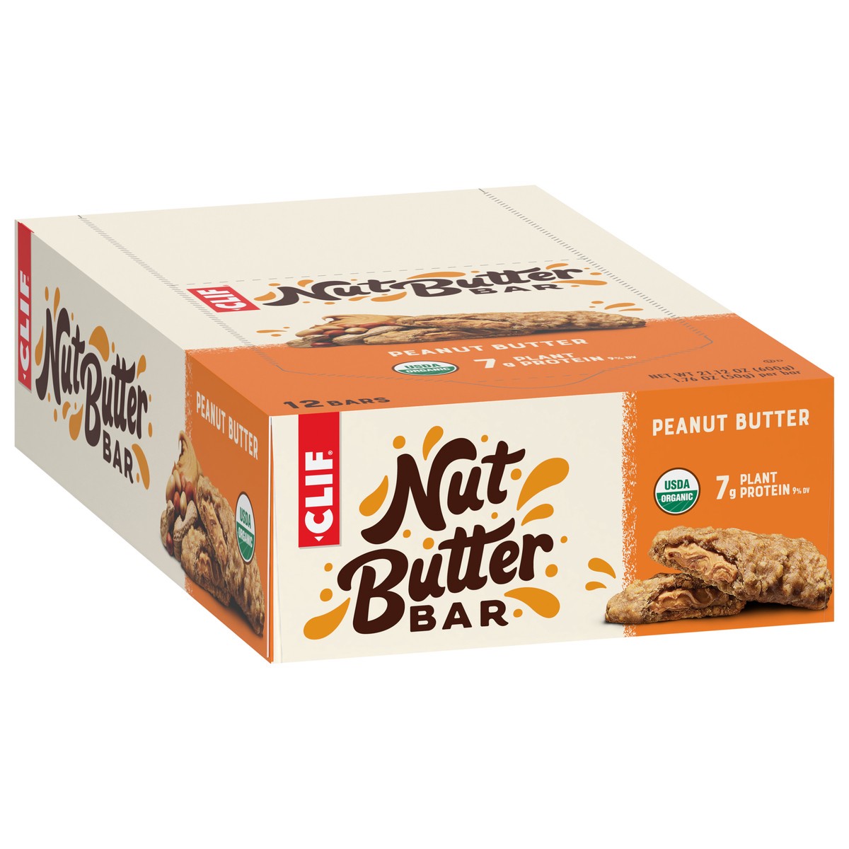slide 2 of 9, CLIF Nut Butter Bar - Peanut Butter - Filled Energy Bars - Non-GMO - USDA Organic - Plant-Based - Low Glycemic - 1.76 oz. (12 Count), 21.12 oz