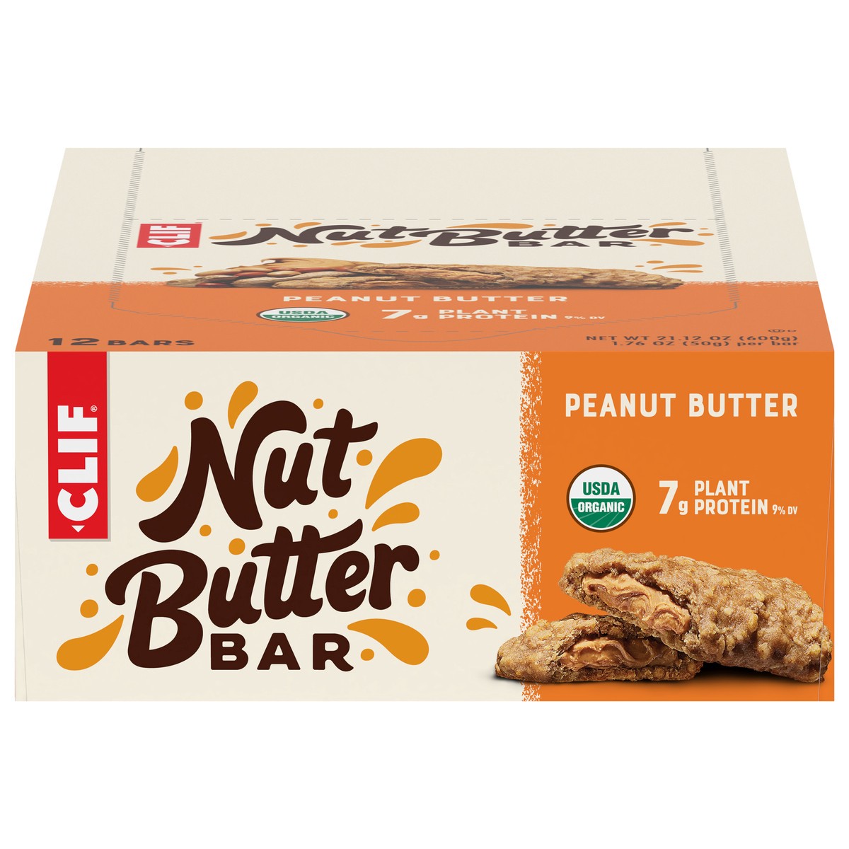 slide 1 of 9, CLIF Nut Butter Bar - Peanut Butter - Filled Energy Bars - Non-GMO - USDA Organic - Plant-Based - Low Glycemic - 1.76 oz. (12 Count), 21.12 oz