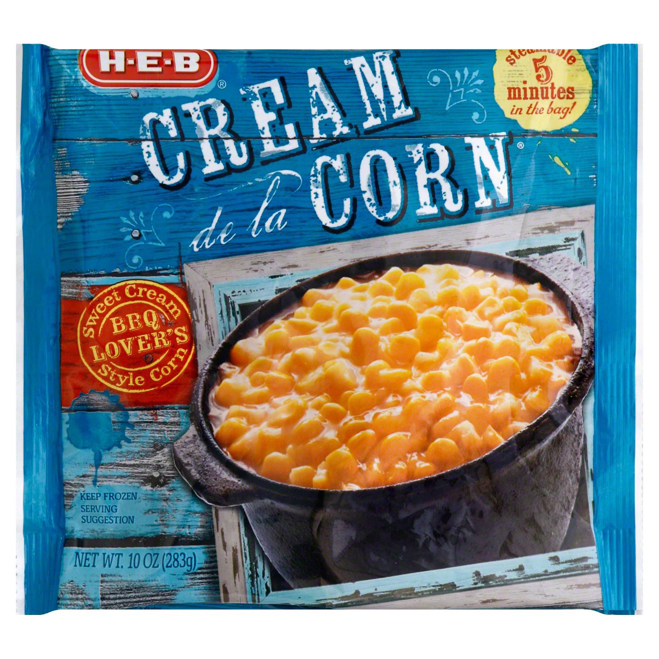 slide 1 of 1, H-E-B Frozen Steamable Cream de la Corn, 10 oz