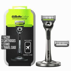 slide 1 of 1, GilletteLabs Gilletelabs 5-Blade Razor + 2 Razor Blade Refills + 1 Stand + 1 Travel Case, 1 ct