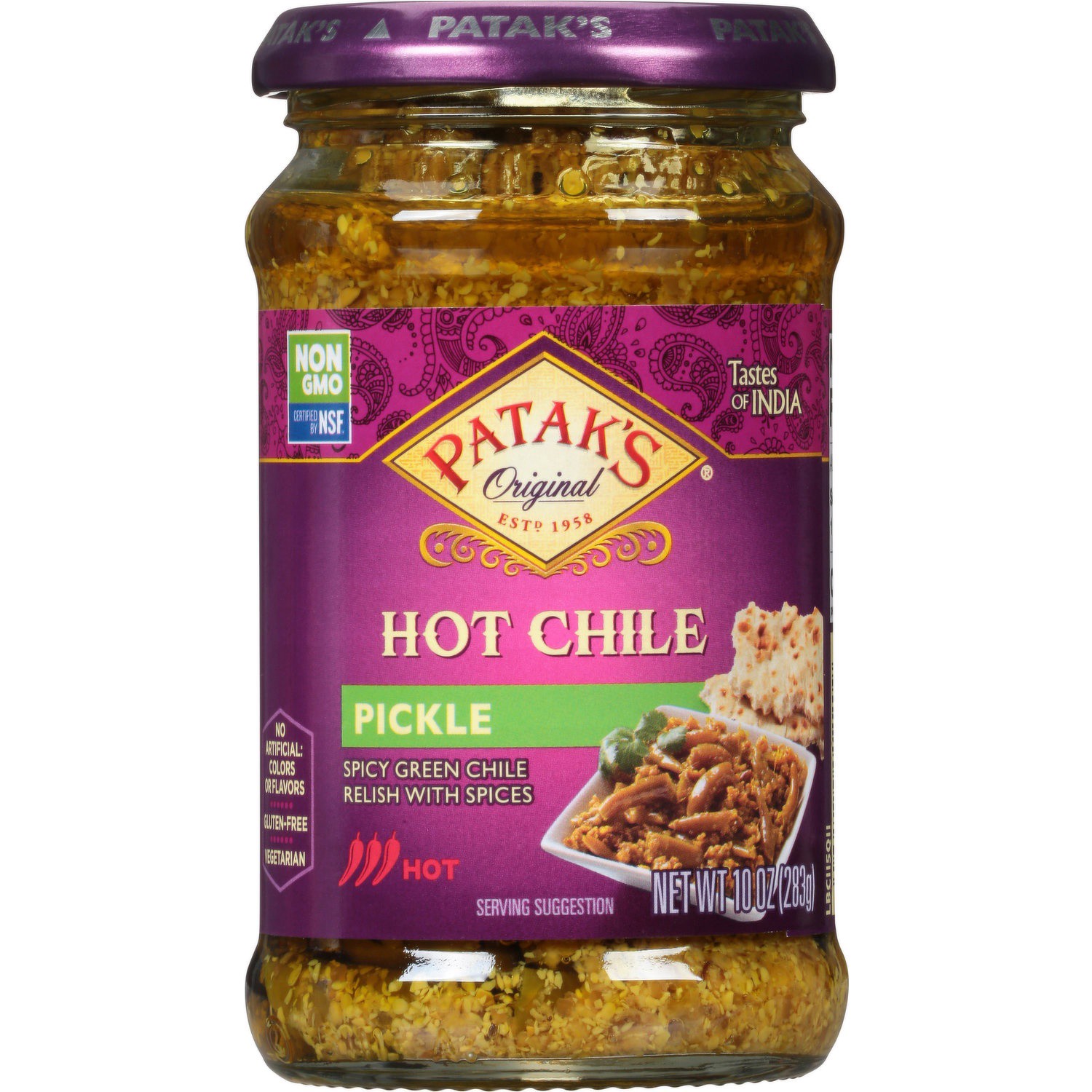 slide 1 of 1, Patak's Relish, Chile, Hot, 10 oz