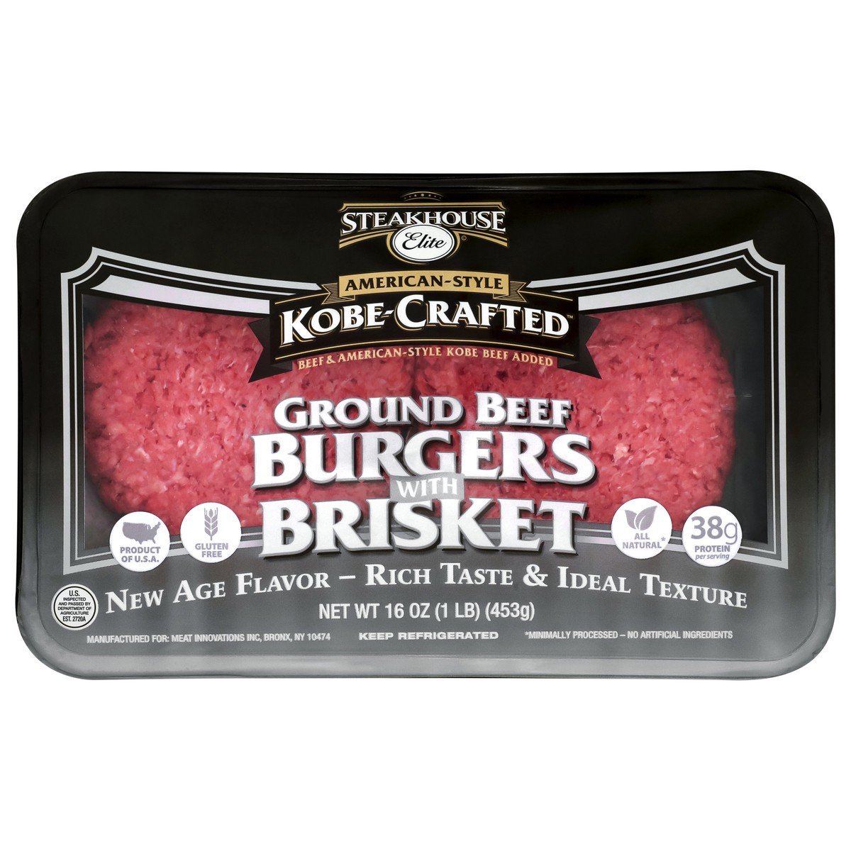 slide 1 of 14, Steakhouse Elite Kobe Crafted Brisket Burgers 8oz, 16 oz