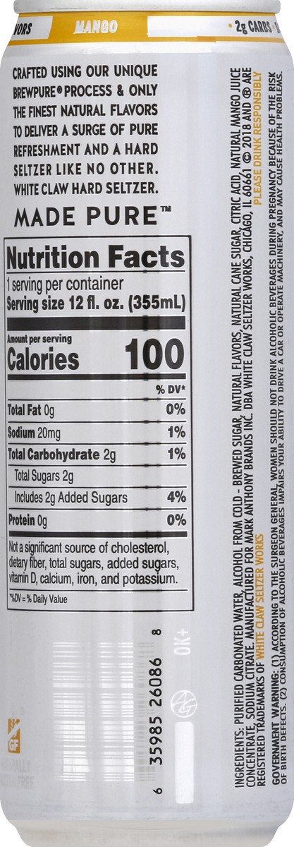 slide 6 of 6, White Claw Hard Seltzer 12 oz, 12 fl oz