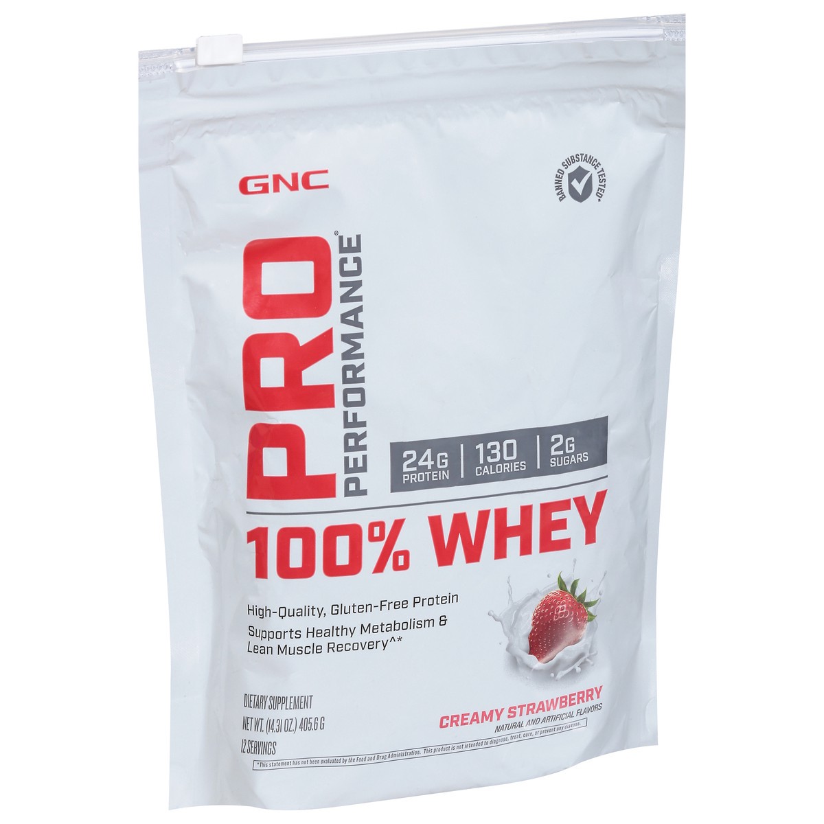 slide 2 of 9, GNC Pro Performance Creamy Strawberry 100% Whey 14.31 oz, 14.31 oz