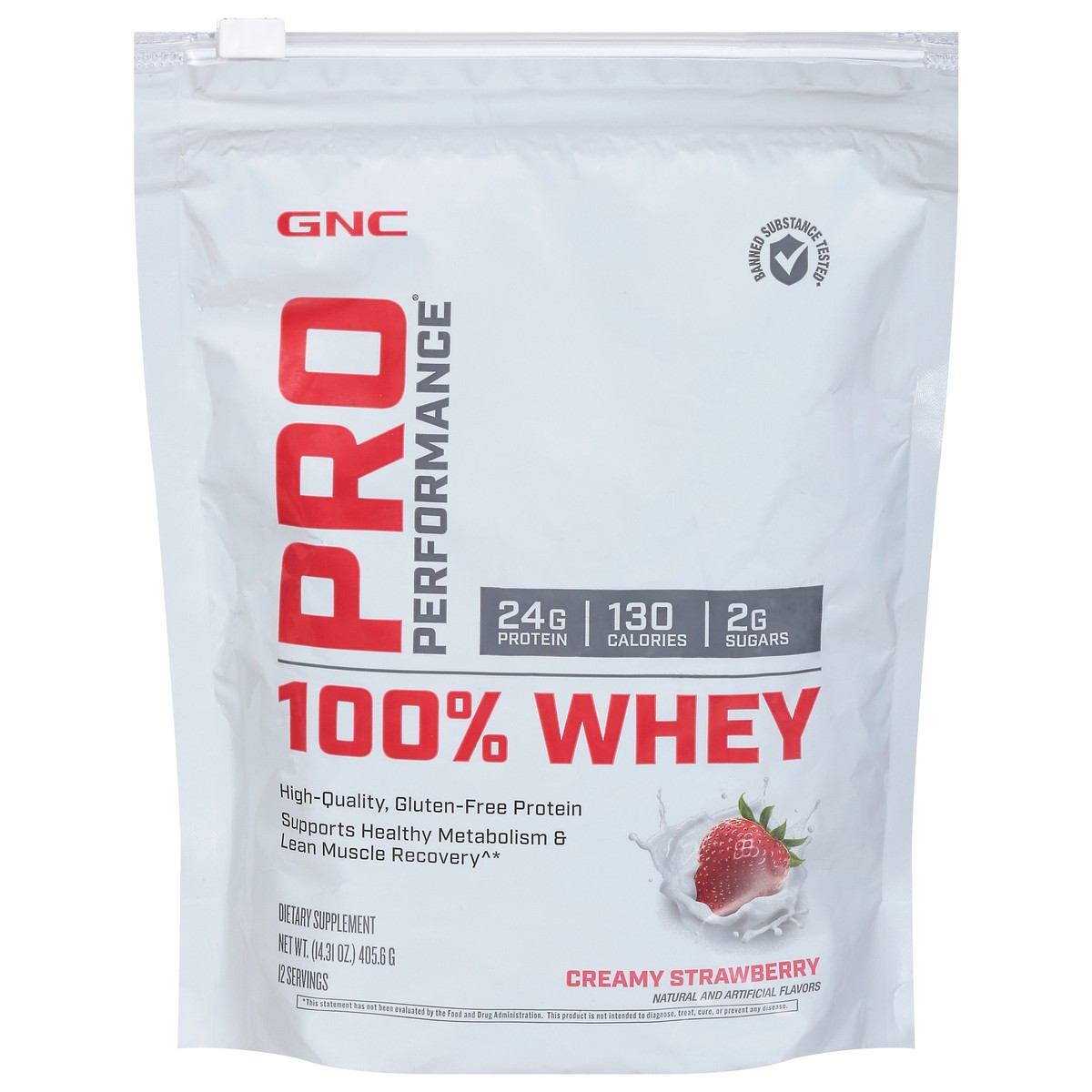 slide 1 of 9, GNC Pro Performance Creamy Strawberry 100% Whey 14.31 oz, 14.31 oz