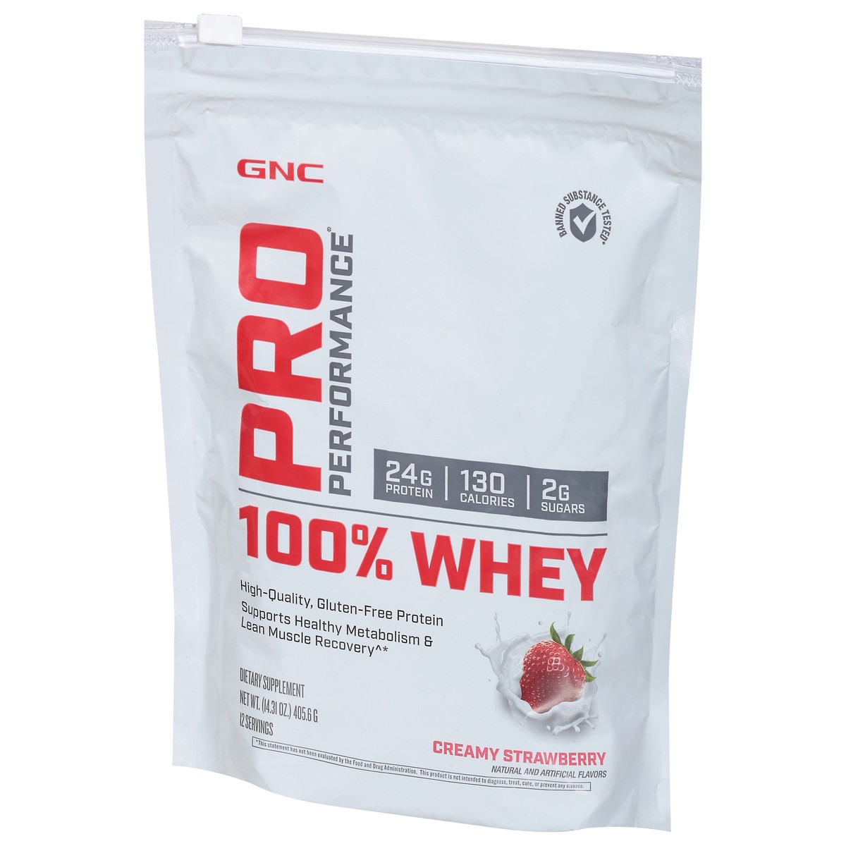 slide 3 of 9, GNC Pro Performance Creamy Strawberry 100% Whey 14.31 oz, 14.31 oz