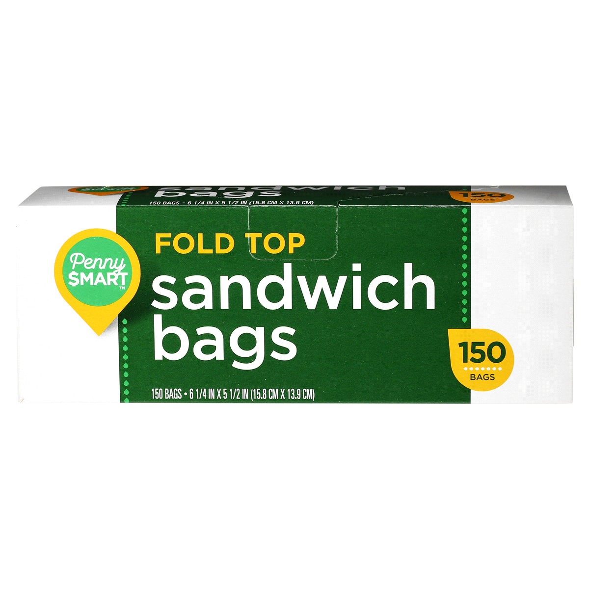 slide 1 of 5, Penny Smart Fold Top Sandwich Bags, 150 ct