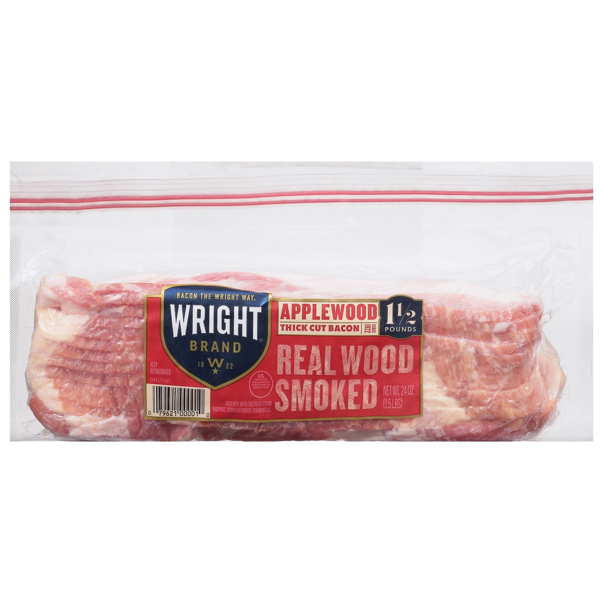 slide 1 of 5, Wright Thick Sliced Applewood Smoked Bacon, 24 oz