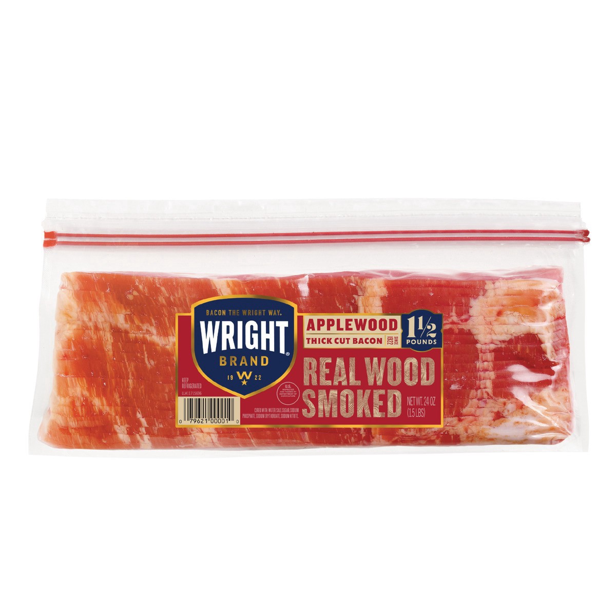 slide 3 of 3, Wright Brand Thick Sliced Applewood Smoked Bacon - 24oz, 24 oz