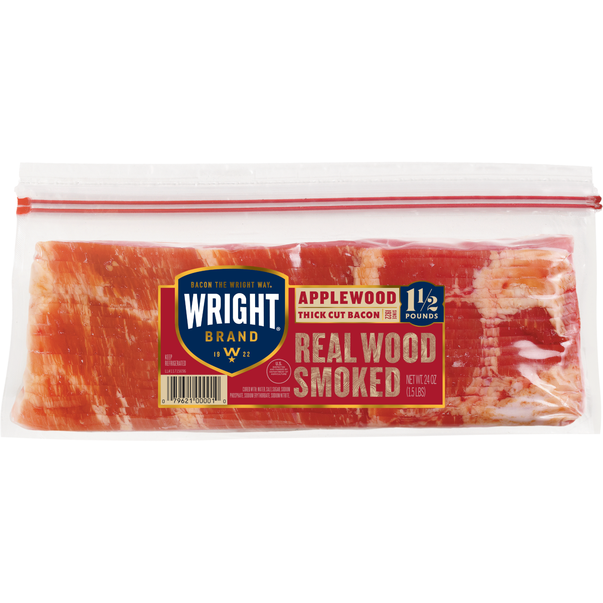 slide 1 of 6, Brand Thick Sliced Applewood Smoked Bacon, 24 oz