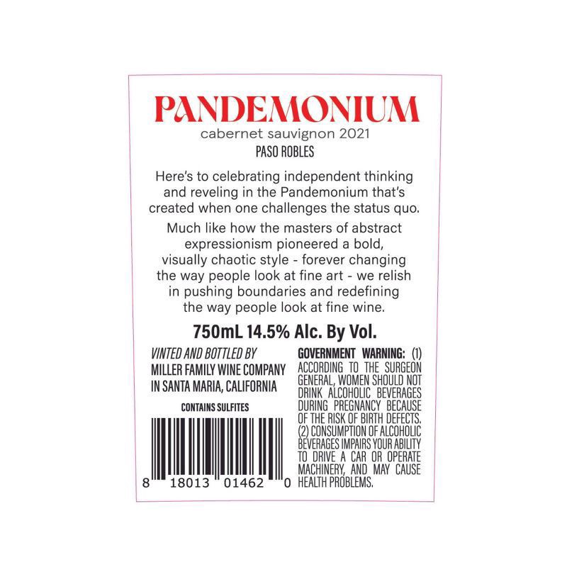 slide 5 of 7, Pandemonium Cabernet Sauvignon - 750ml Bottle, 750 ml