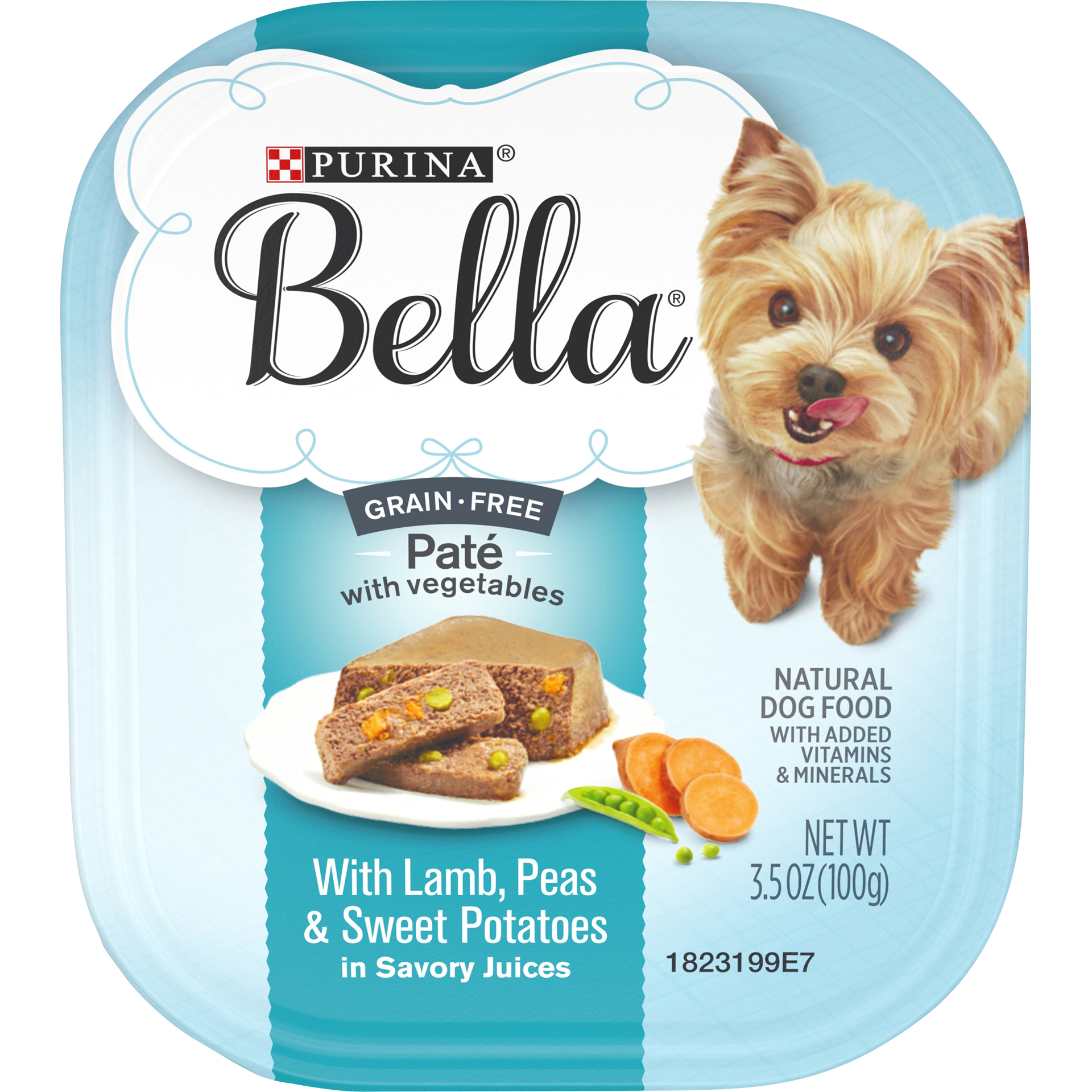 slide 1 of 1, Bella Purina Bella Grain Free, Natural Pate Wet Dog Food, With Lamb, Peas & Sweet Potatoes, 3.5 oz