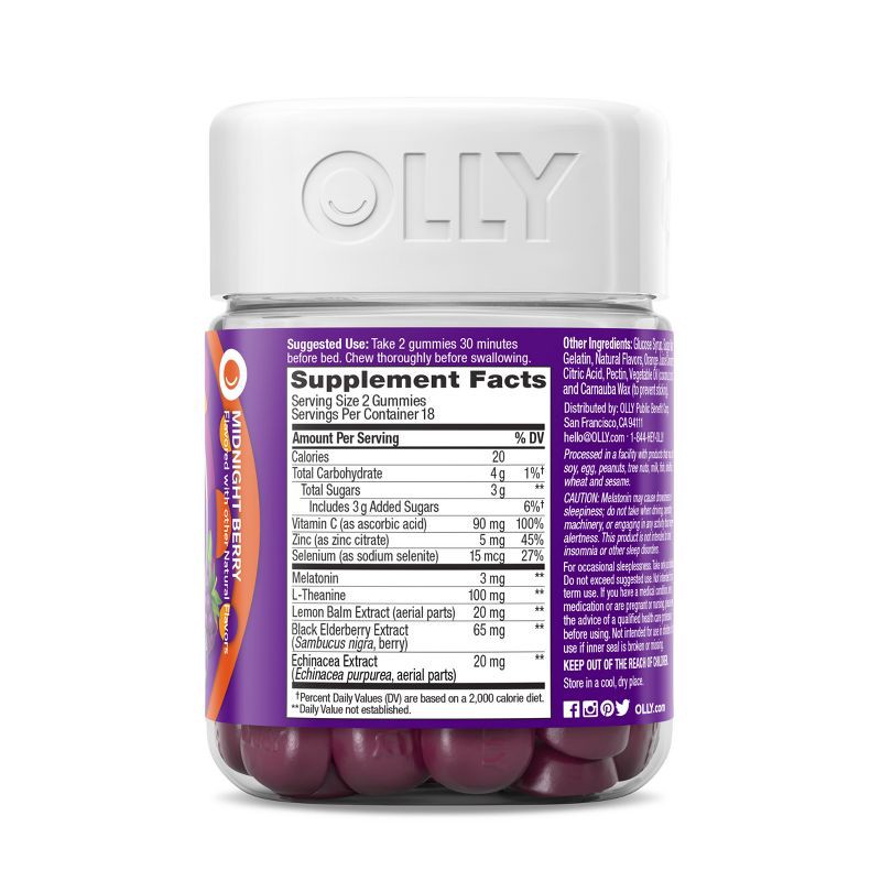 slide 3 of 6, OLLY Immunity Sleep Gummies - Elderberry - 36ct, 36 ct
